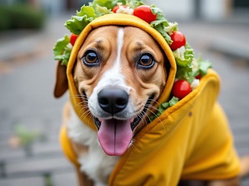 A taco dog Halloween costume. Another food-related favorite that looks hilariously adorable on dogs of all sizes.